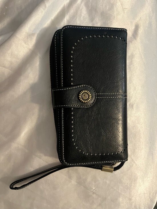 wallet Handbags - Black Wristlet Wallet with Decorative Brass Accent